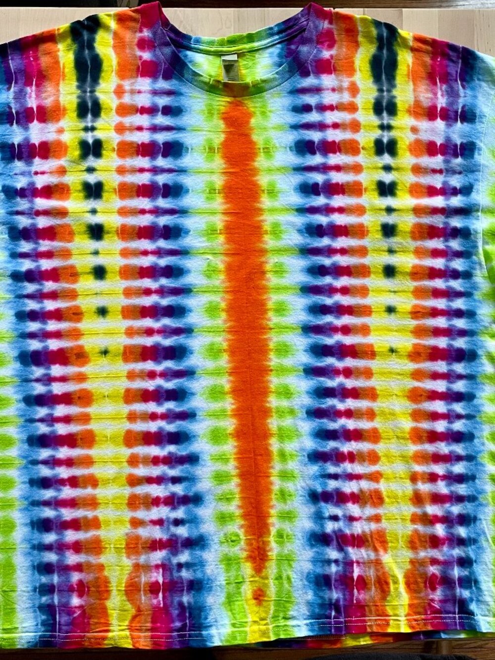 Gildan Unisex Rainbow Vertical Striped Tie Dye T-Shirt size 3XL